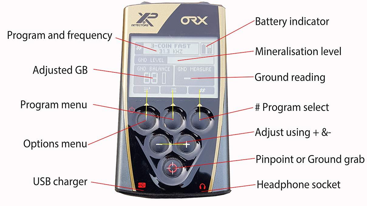 XP ORX Metal Detector - 9" Round High Frequency Coil, RC Remote, and WSAudio Wireless Headphones