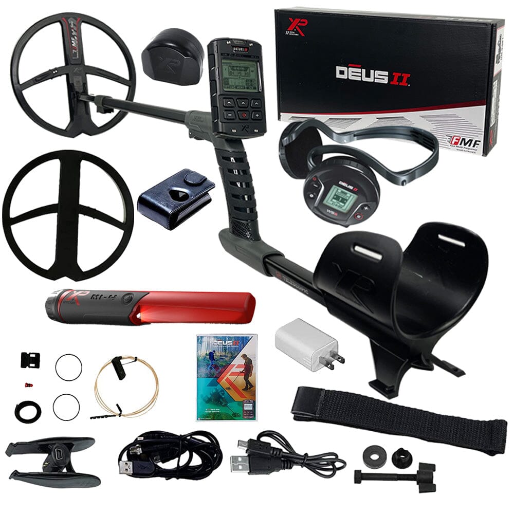 XP DEUS II FMF Metal Detector with 11″ FMF Search Coil, Remote with MI-4 Pinpointer