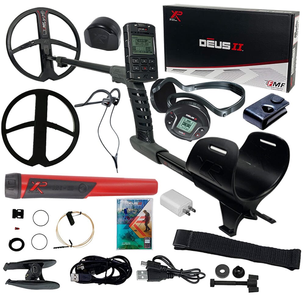 XP DEUS II FMF Metal Detector with 11″ FMF Coil, WS6 Headphones, Remote, Bone Conducting Headphones & MI-6 Pinpointer