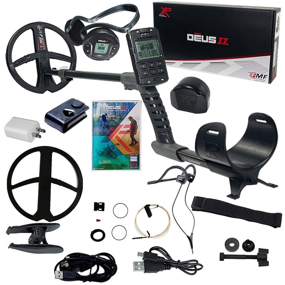 XP DEUS II FMF Metal Detector with 9″ FMF Search Coil, Remote & BH-01 Bone Conduction Headphones