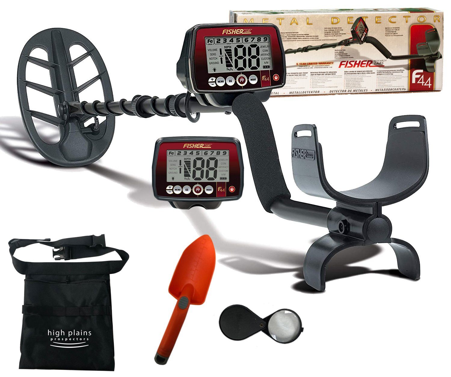 Fisher F44 Weatherproof Metal Detector with 11" in DD coil and Starter Gear