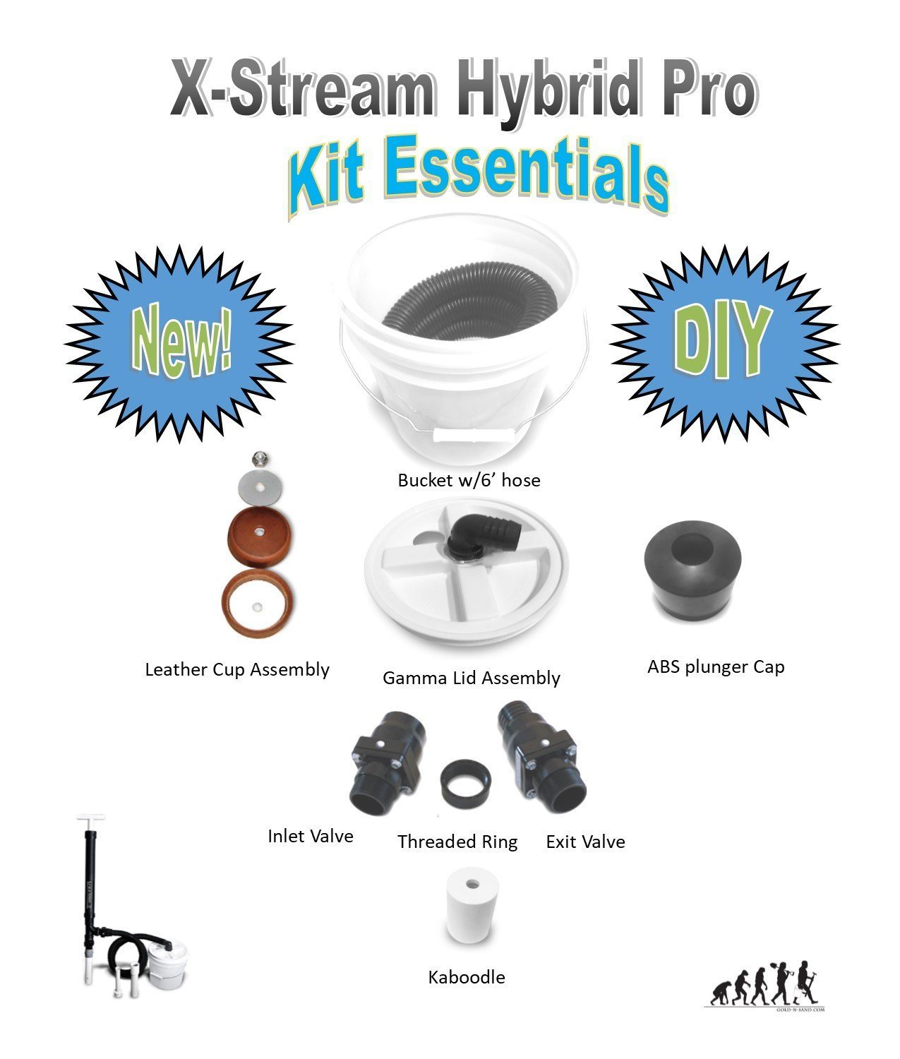 X-STREAM HYBRID PRO GOLD-N-SAND KIT ESSENTIALS for Hand Held Suction Dredge