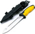 11-3/4" Divers Knife, Yellow & Black Color, Thickness: 4mm, Hard Sheath, Plain & Serrated Blade