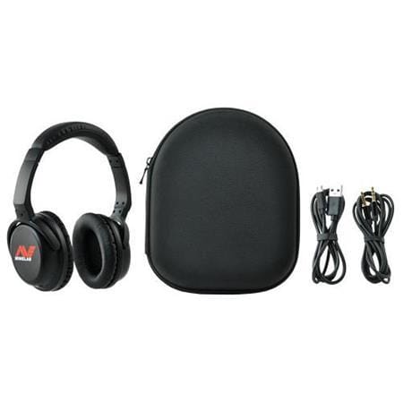 Minelab low latency bluetooth wireless headphones for equinox, xterra, manticore metal detectors shows with cables and carry case