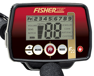 Fisher F22 Metal Detector with 11" DD Coil