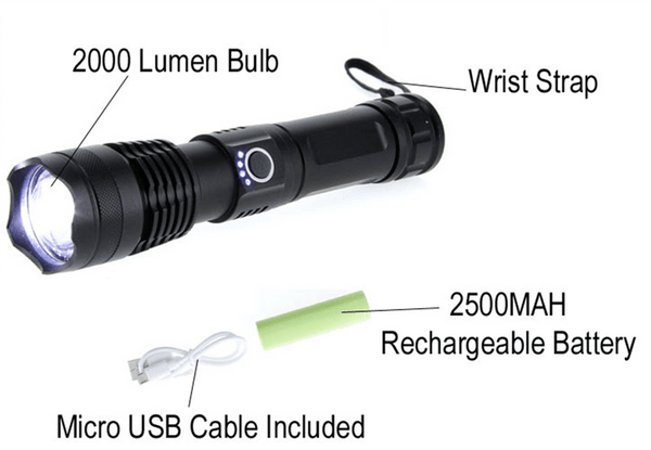 Sona 2000 Lumen Rechargeable Flashlight
